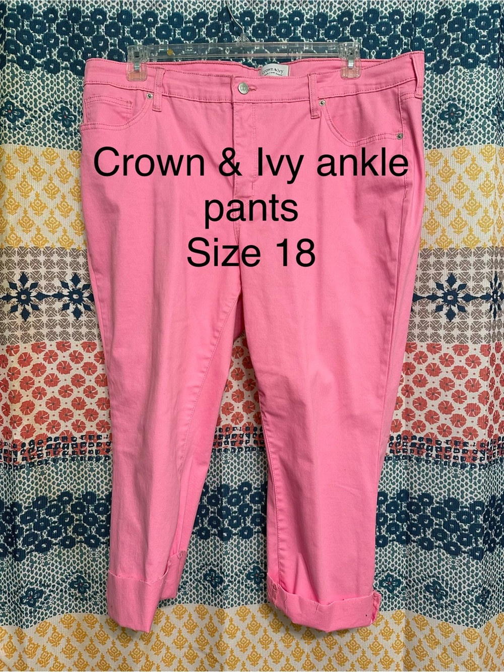 crown & ivy Bright Pink Ankle Jeans